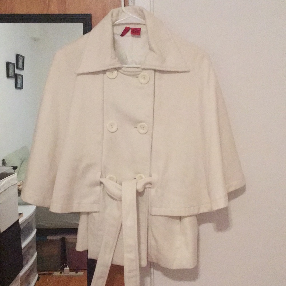 Wool blend cape/poncho coat